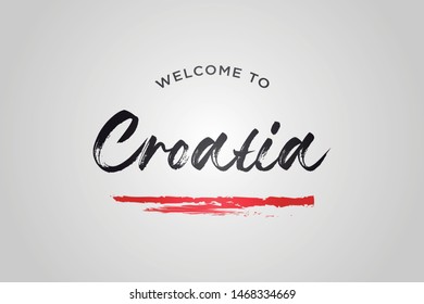 Croatia Welcome To Word Text with Creative Handwritten Font Design Vector Illustration. - Vector 