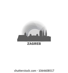 Croatia Zagreb city skyline landscape silhouette vector logo icon. Cool urban horizon illustration concept