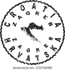 Croácia Zagreb Projeto de mapa de selo redondo