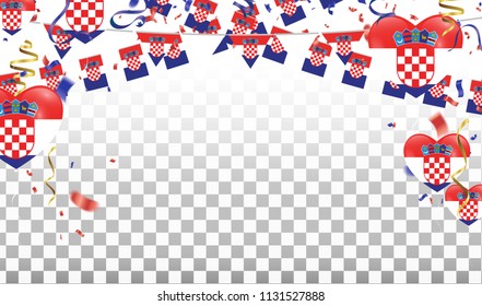 Croatian Balloons with Countries flags of national Croatian flags team group and ribbons flag ribbons, Celebration background template. victory.winner.football