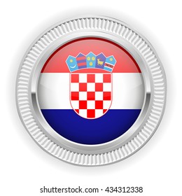 Croatian flag buttons with silver border on white background