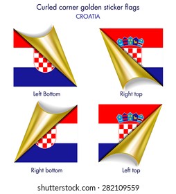 Croatian flag curled golden corner edition