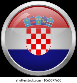 Croatian flag glass button vector illustration