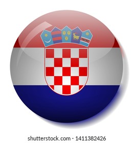 Croatian flag glass button vector illustration
