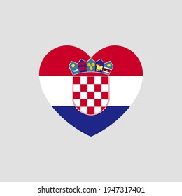 Bandera croata con forma de corazón vectorial amar Croacia