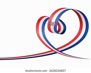 Croatian flag heart shaped ribbon. Vector illustration.