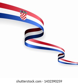 Croatian flag wavy abstract background. Vector illustration.