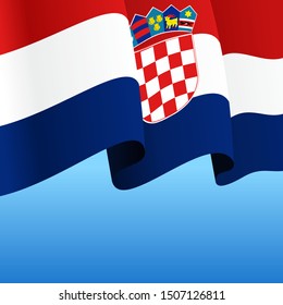 Croatian flag wavy abstract background. Vector illustration.