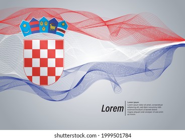 Bandera croata ondulada de fondo abstracto. Ilustración vectorial, adecuada para tarjetas de felicitación, folletos, volantes y banners
