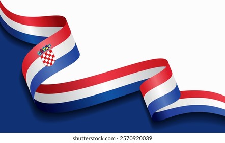 Croatian flag wavy abstract background. Vector illustration.