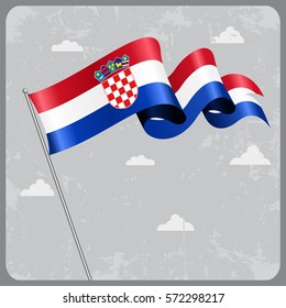 Croatian flag wavy abstract background. Vector illustration.