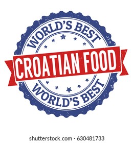 Croatian food grunge rubber stamp on white background, vector illustration