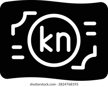 Croatian Kuna icons set in Solid design. Including money, cash, currency, banknote, bill, paper, finance, wealth icon and more. Outline icons collection.