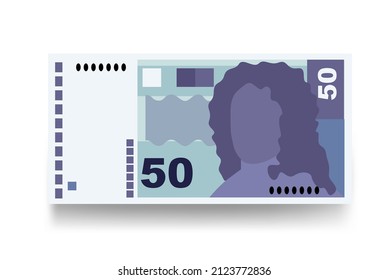 Croatian Kuna Vector Illustration. Croatia money set bundle banknotes. Paper money 50 HRK. Flat style. Isolated on white background. Simple minimal design.