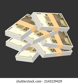 Croatian Kuna Vector Illustration. Croatia money set bundle banknotes. Paper money 500 HRK. Flat style. Isolated on white background. Simple minimal design.
