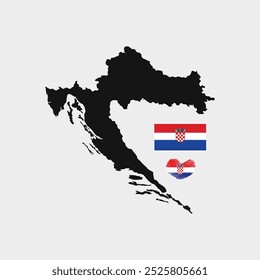 Croatian map with flag. heart flag vector illustration 