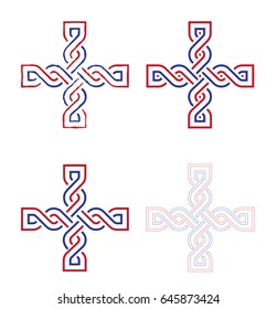 Croatian national medieval wattle, called "Hrvatski pleter" - crosses vector design in red, wite and blue, croatian national tricolor.