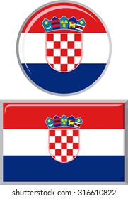 Croatian round and square icon flag. Vector illustration Eps 8.