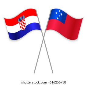 Croatian and Samoan crossed flags. Croatia combined with Samoa isolated on white. Language learning, international business or travel concept.