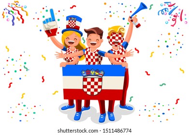 Croatians Flag Croatia Icon, Simple Signs. Symbol Croatia Flag. Summer Games Flat Vector Illustration Banner.