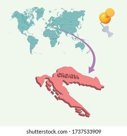 Croatia's place in the world. 3D map