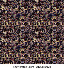 Crochet abstract background. Vector seamless pattern. Lace texture. knitted by hand or machine. Print for fabric, home textile, wrapping paper
