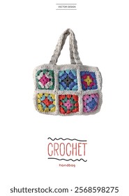 Crochet bag design. High definition vector illustration.