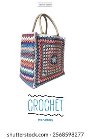 Crochet bag design. High definition vector illustration.