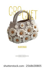 Crochet bag design with text included. High quality vector illustration