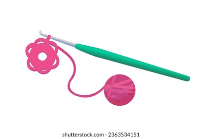 Crochet para principiantes. Imágenes de un gancho y una bola de hilo