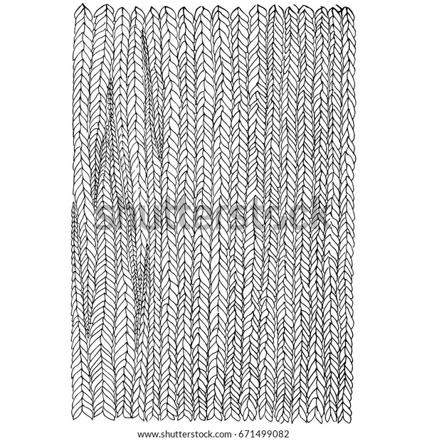 白い背景に編み物用のかぎ針編み 手描きのベクターイラスト 飾り編みの編み組み スタイリッシュ化したセーター生地 線画 ニットの柄 羊毛の背景 のベクター画像素材 ロイヤリティフリー