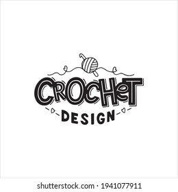 Crochet design calligraphic lettering. Vector typography design element in trend style. Handmade lettering for creating t-shirts prints, cards, banners, labels and logo. svg
