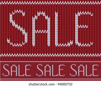 Crochet fabric with word "sale". Seamless both horizontal and vertical