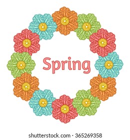 Crochet flowers frame. 
