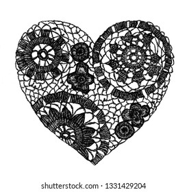 Crochet Heart Doodle Vector