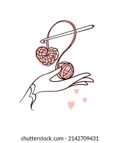 Crochet heart.  Crochet my hobby. Logo. Vector illustration. svg