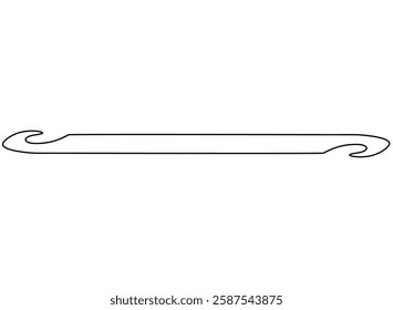 Crochet hook, handicraft tool - vector linear image for logo, pictogram or coloring. Outline. Crochet hook