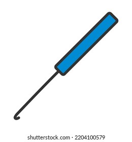 Crochet Hook Icon. Editable Bold Outline With Color Fill Design. Vector Illustration.