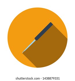 Crochet Hook Icon. Flat Circle Stencil Design With Long Shadow. Vector Illustration.