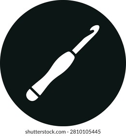 Crochet Hook Icon – Needlecraft Tool Silhouette and Handmade Art Symbol Vector