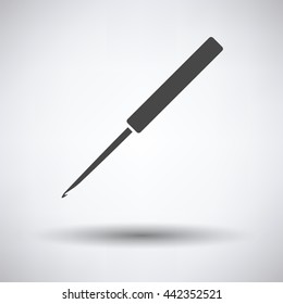 Crochet hook icon on gray background, round shadow. Vector illustration.