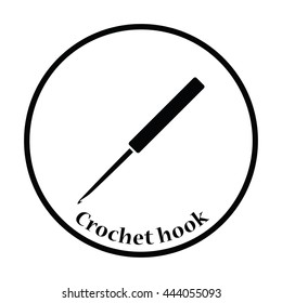 Crochet hook icon. Thin circle design. Vector illustration.