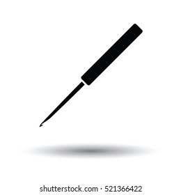 Crochet hook icon. White background with shadow design. Vector illustration.