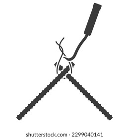 Cochet gancho para tejer el icono de glifo reforzado aislado en fondo blanco.Ilustración vectorial.