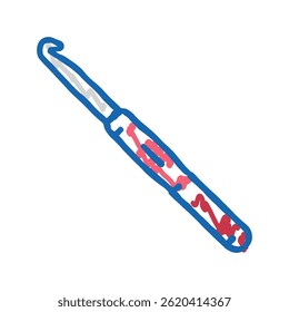 Häkelhaken Strickwolle doodle Symbol Skizze Vektor. Häkelhaken Strickwoll-Zeichen. einzelne Symbolgrafik