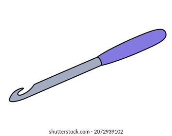 Crochet hook - vector full color illustration. The hook is a handicraft tool. Knitting tool.
