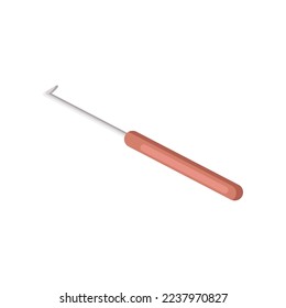 Crochet hook vector illustration. Crochet tool on white background. Winter or autumn, clothes, accessories concept
