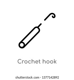 crochet hook vector line icon. Simple element illustration. crochet hook outline icon from sew concept. Can be used for web and mobile