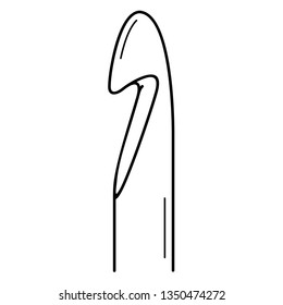Crochet hook. Vector outline icon isolated on white background.