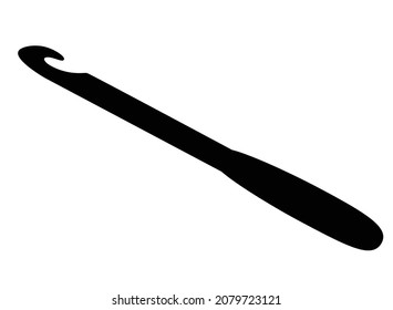 Crochet hook - vector silhouette illustration for logo or pictogram. The hook is a needlework tool for a sign or icon. Knitting tool.